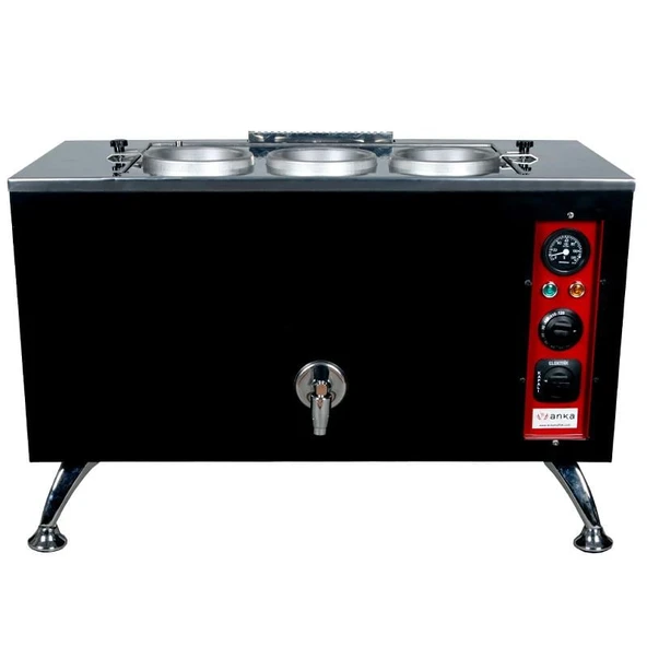 Anka Pro Elektrikli Full Otomatik Çay Kazanı 3 Demlikli 30 Litre Siyah ürün görseli 1