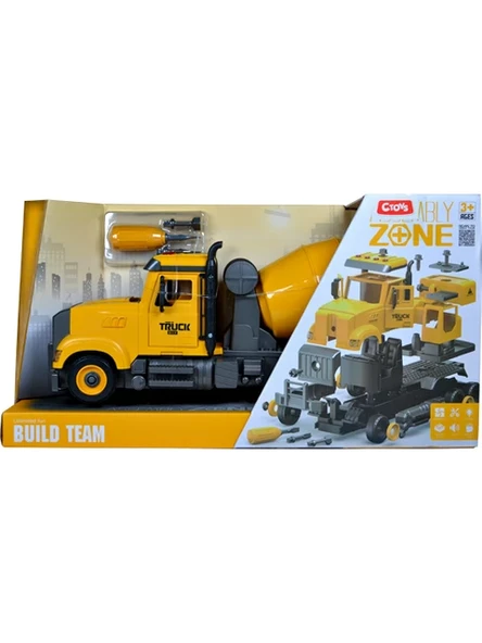Ceren Ctoys Sesli Işıklı Pilli Sök Tak İş Makineneleri Kamyon Beton Mikseri  YW9075C - 2