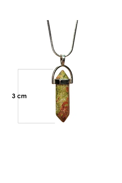 Unakit Doğal Taşı Zincirli El Yapımı Kolye Uç: 3 cm Zincir: 20 cm Kutulu - 2