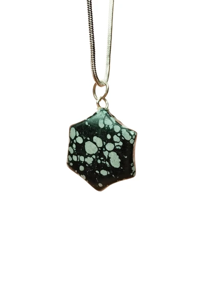 Obsidyen Doğal Taşı Zincirli El Yapımı Kolye Uç: 2 cm Zincir: 20 cm Kutulu - 1