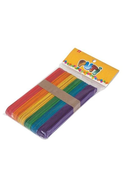 Puti Ahşap Renkli Büyük Dil Çubuğu / 4605 - 2