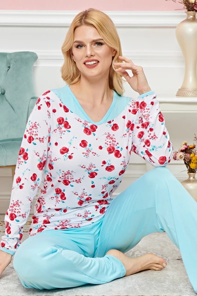 Bayan Uzun Kollu Pijama Takımı Model no 7579 - 2