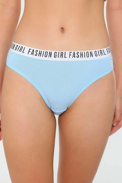 6 Adet Beli Yazılı Lastik Pamuk Kadın Külot - Resim 4