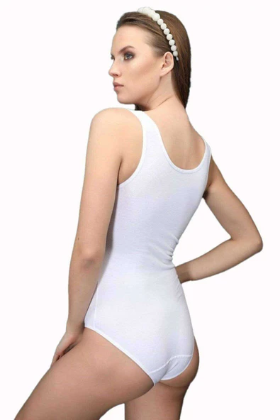 Elit Life Geniş Askılı Kadın Dikişsiz Çıtçıtlı Slip Body Beyaz 878 - 2