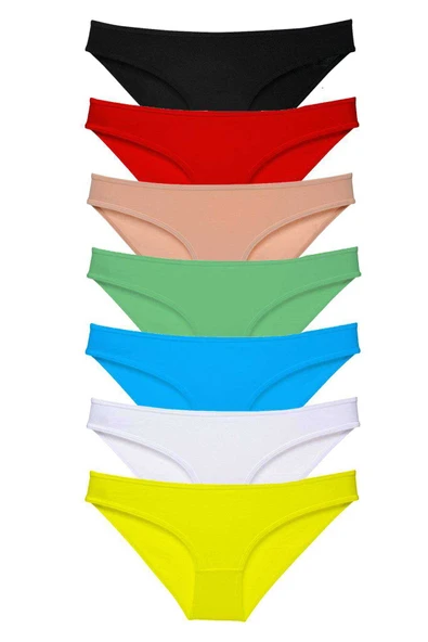 7 adet Süper Eko Set Likralı Kadın Slip Külot Çok Renkli ürün görseli