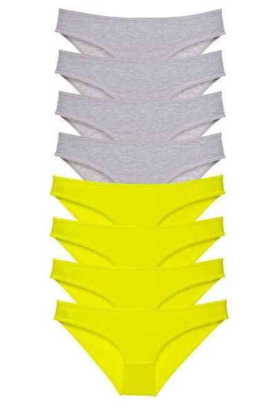 8 adet Süper Eko Set Likralı Kadın Slip Külot Sarı Gri ürün görseli