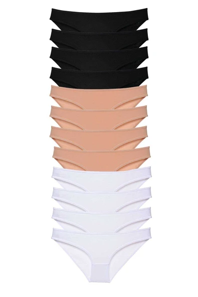 12 adet Süper Eko Set Likralı Kadın Slip Külot Siyah Ten Beyaz ürün görseli