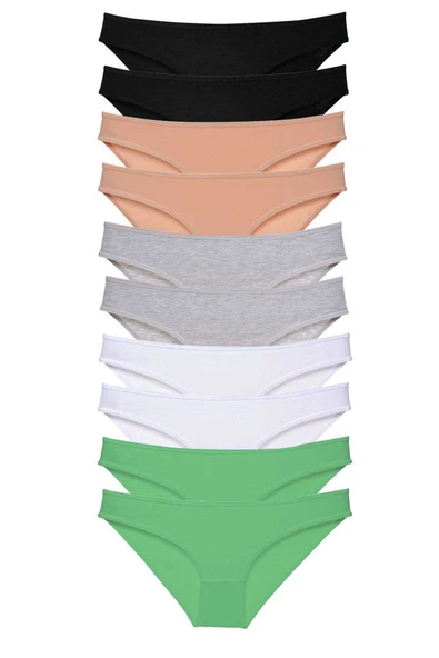 10 adet Süper Eko Set Likralı Kadın Slip Külot Siyah Ten Gri Beyaz Yeşil ürün görseli