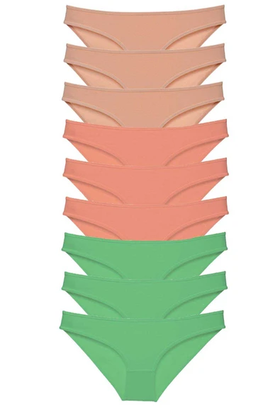 9 adet Süper Eko Set Likralı Kadın Slip Külot Ten Pudra Yeşil ürün görseli