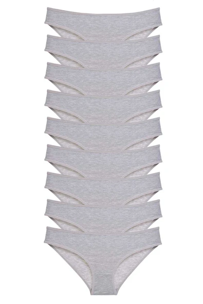 9 adet Süper Eko Set Likralı Kadın Slip Külot Gri ürün görseli