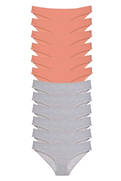 12 adet Süper Eko Set Likralı Kadın Slip Külot Pudra Gri ürün görseli