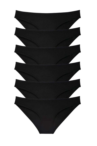 6 adet Süper Eko Set Likralı Kadın Slip Külot Siyah ürün görseli