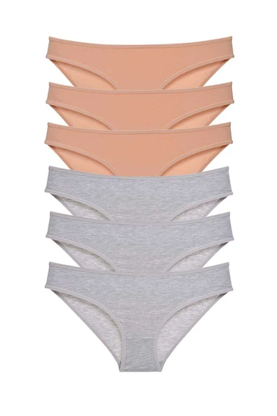 6 adet Süper Eko Set Likralı Kadın Slip Külot Ten Gri ürün görseli