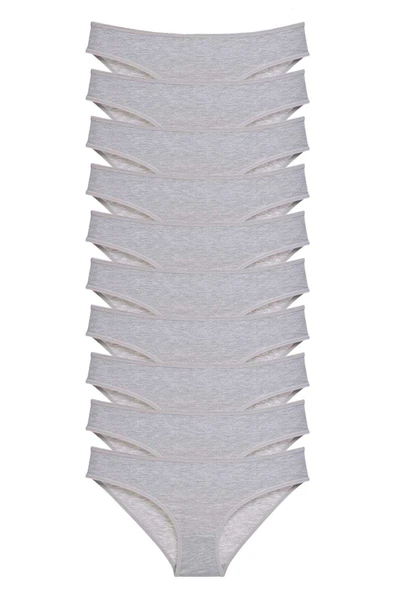 10 adet Süper Eko Set Likralı Kadın Slip Külot Gri ürün görseli