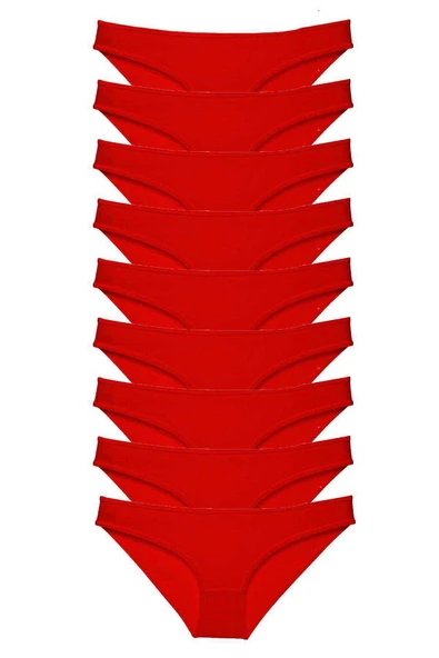 9 adet Süper Eko Set Likralı Kadın Slip Külot Kırmızı ürün görseli