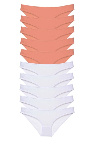 10 adet Eko Set Likralı Kadın Slip Külot Pudra Beyaz ürün görseli