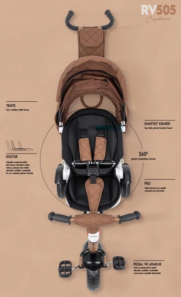 Rival RV505 Casablanca Ebeveyn kontrollü 3 Tekerlekli Bisiklet Haki - 7