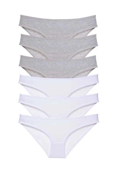 6 adet Süper Eko Set Likralı Kadın Slip Külot Gri Beyaz ürün görseli