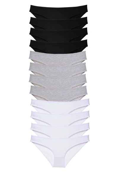 12 adet Süper Eko Set Likralı Kadın Slip Külot Siyah Gri Beyaz ürün görseli