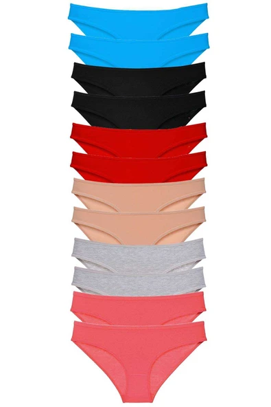 12 adet Eko Set Likralı Kadın Slip Külot Çok Renkli 3 ürün görseli