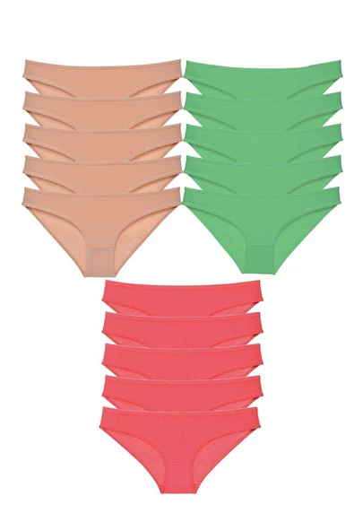 15 adet Süper Eko Set Likralı Kadın Slip Külot Ten Yeşil Fuşya ürün görseli