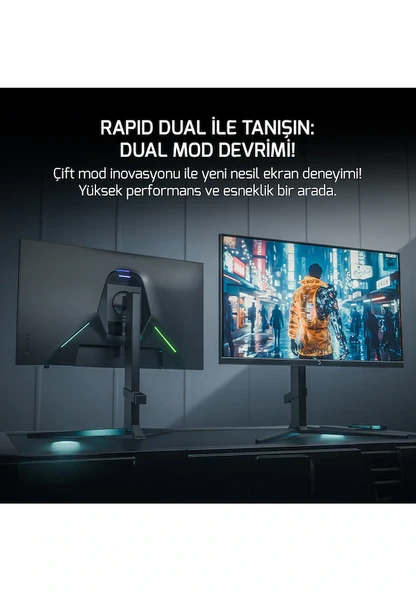 GamePower Rapid Dual 27'' 0.5ms 4K 160Hz - FHD 320Hz Fast IPS RGB Pivot Speaker Gaming Monitör - 2