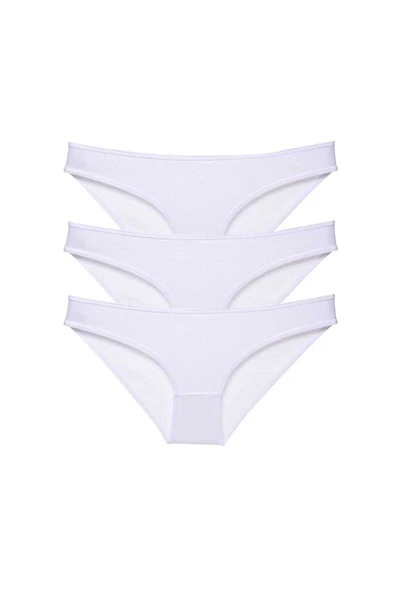 3 adet Süper Eko Set Likralı Kadın Slip Külot Beyaz ürün görseli