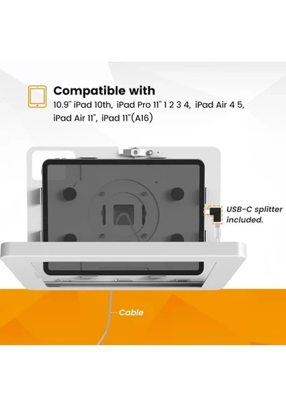 Beelta Ipad Duvar Askısı, 10,9 Inç Ipad 10 Nesil, 11 Inç iPad Pro 1 2 3 4, Air 4 5 Tablet Tutucu, Kilitlenebilir Anahtar, Mağazalar, Kütüphaneler, Akıllı Ev Için - 5