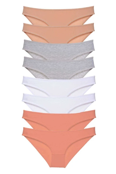 8 adet Süper Eko Set Likralı Kadın Slip Külot Ten Gri Beyaz Pudra ürün görseli