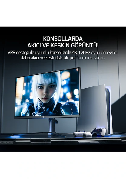 GamePower Rapid Dual 27'' 0.5ms 4K 160Hz - FHD 320Hz Fast IPS RGB Pivot Speaker Gaming Monitör - 6