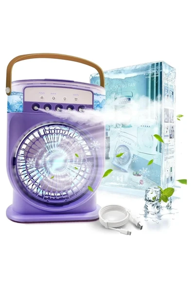 Şarjlı 600 Ml Su Hazneli Taşınabilir Masaüstü Vanilatör Güçlü Fan Ve 2000 Mah Pil Beyaz - 6