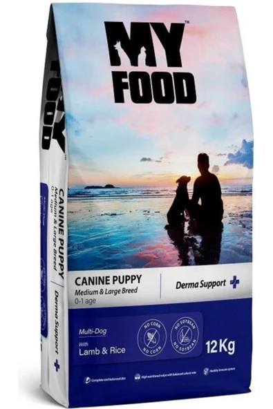 My Food Kuzulu Pirinçli Yavru Orta Büyük Irk Köpek Maması Derma Support 12 kg