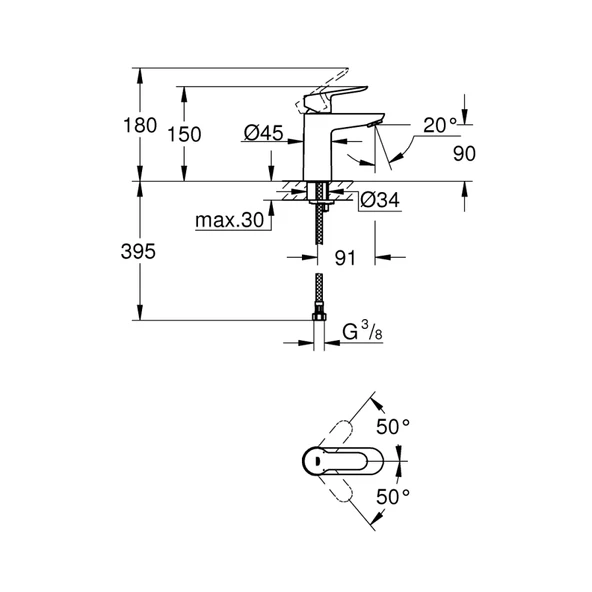 Grohe 23330000 S Boyut Bauedge Tek Kumandalı Lavabo Bataryası - 3
