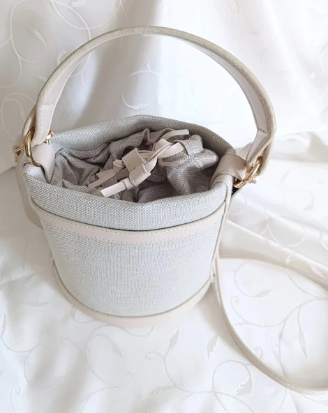 Büzgülü Kova Tip Çanta Bej - 5