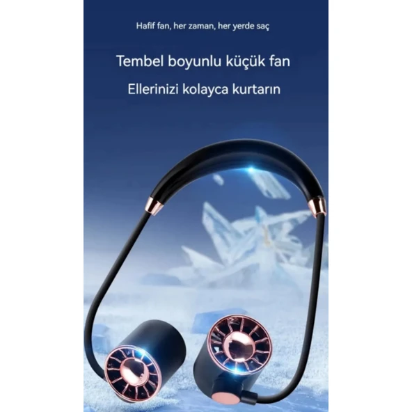 Ozmik Mini Fan USB Tembel Asılı Boyun Katlanabilir Taşınabilir Küçük Fan Uzun Ömrü Turbo - 5