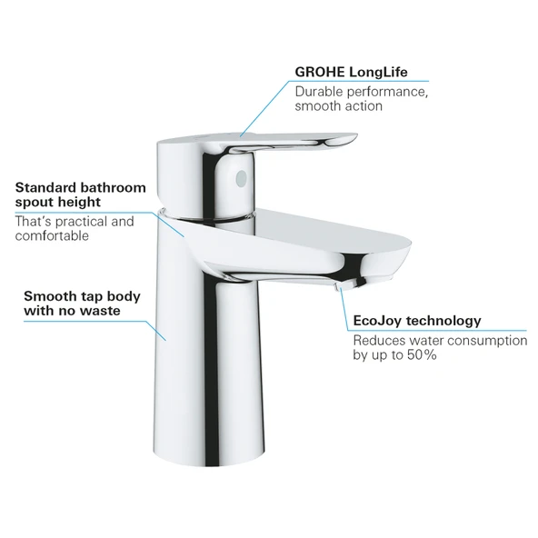 Grohe 23330000 S Boyut Bauedge Tek Kumandalı Lavabo Bataryası - Resim 2