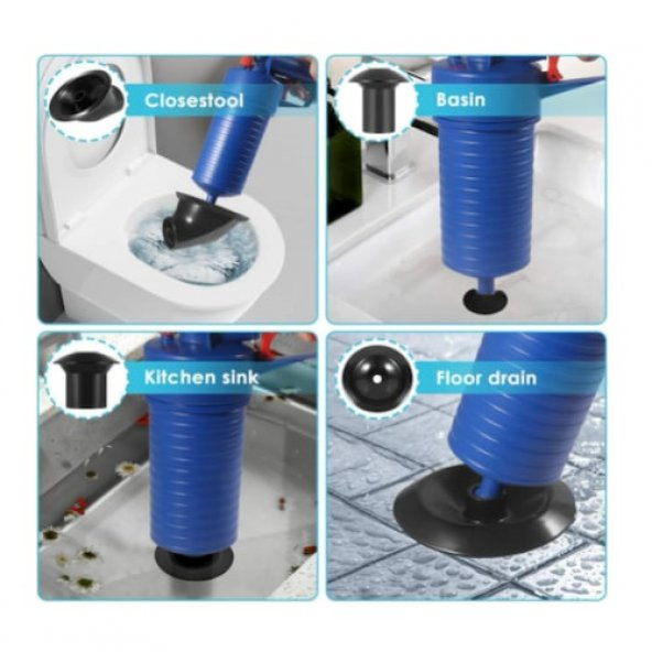 Air Blaster Hava Basınçlı Lavabo Tuvalet Klozet Gider Açıcı Pompa - 8