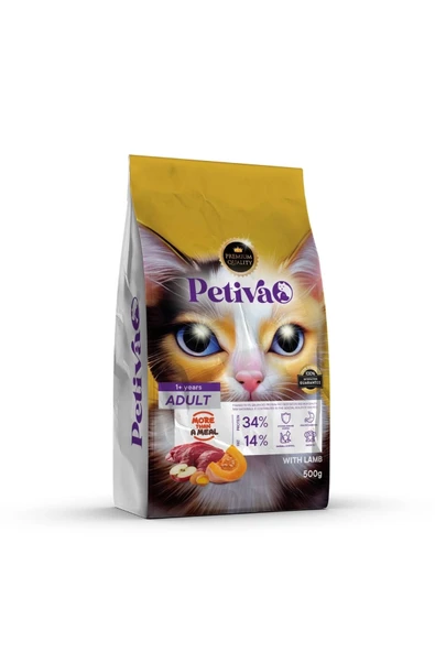 Petiva Yetişkin Kuzulu Kedi Maması 500 G 5 Adet