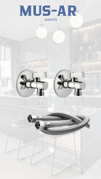 Krom 2 Li Taharat Musluğu 70 Cm Flex Set ürün görseli 1