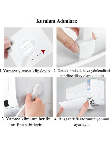 Valkyrie Ayarlanabilir Split Klima Deflektörü Hava Yönlendirme Dağıtma Aparatı Klima Perdesi - 4