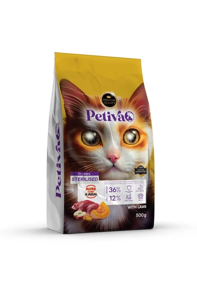 Petiva Kısırlaştırılmış Kuzulu Kedi Maması 500 G 5 Adet