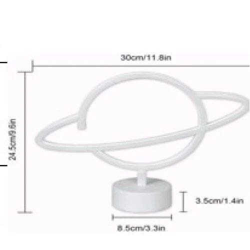 Neon Işıklı Satürn Lamba Pil+Usb - 2