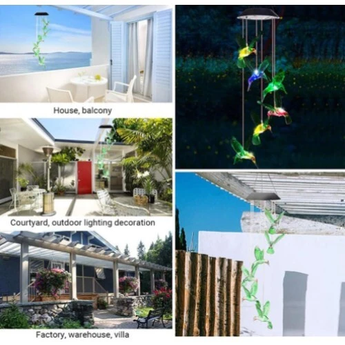 Solar Led Işıklı Kuşlu Bahçe Dekoru 6 Ledli,Renkli Işık - 2
