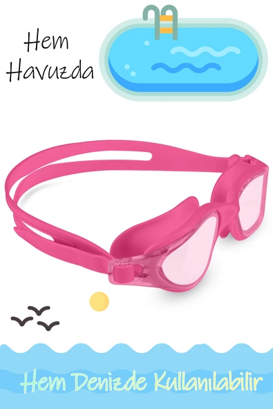 Swimmer PRO Buğu Yapmaz Antifog Yüzücü Gözlüğü Bone SET UV Korumalı Yüzme Havuz Deniz Gözlük Pembe - 4