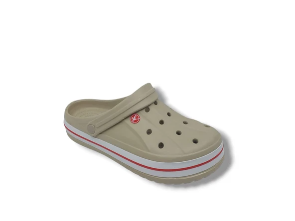 AkınalBella 467 Unisex Bej Beyaz Kırmızı Büyük Numara Sabo Terlik 46 47 - Resim 4