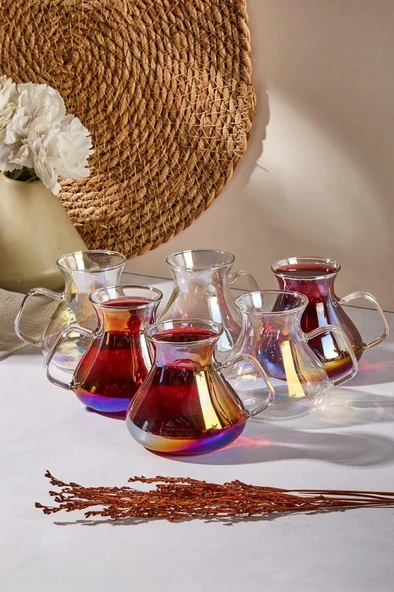 Perotti Ehl-i Keyf Luster 6'lı Borosilikat Cam Çay Bardağı Seti 200ml 16014