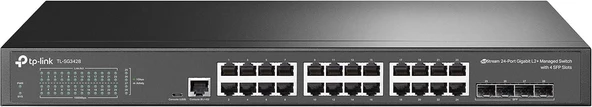 TP-LINK TL-SG3428 24 PORT GIGABIT+4XGIGABIT SFP UPLINK L2+ YÖNETİLEBİLİR RACKMOUNT SWITCH