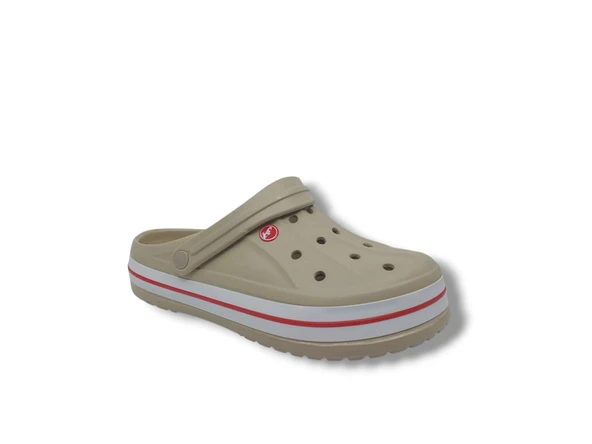 AkınalBella 467 Unisex Bej Beyaz Kırmızı Büyük Numara Sabo Terlik 46 47 - Resim 2