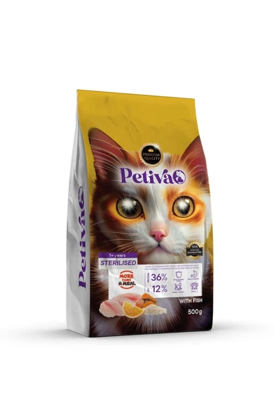 Petiva Kısırlaştırılmış Balıklı Kedi Maması 500 G 5 Adet