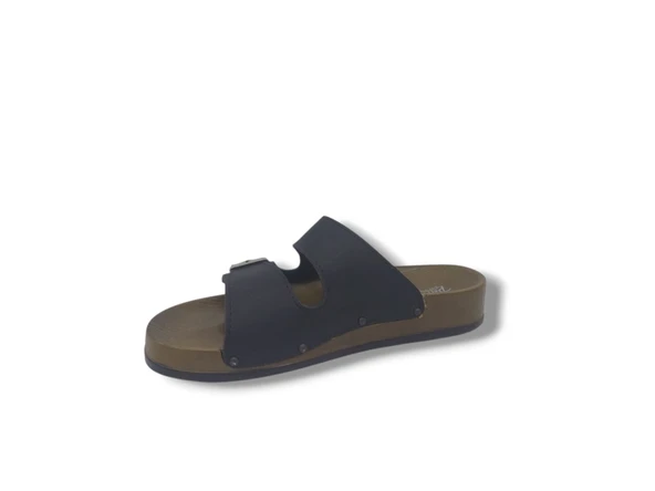 Parmi 606 Erkek Siyah Cırtlı Tokalı Günlük Kullanım Terlik - Resim 3